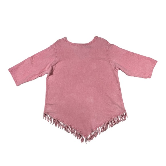Vintage Sea Breeze Fringe Hem Boho Tunic Top XL Pink Made in USA - Picture 2 of 11